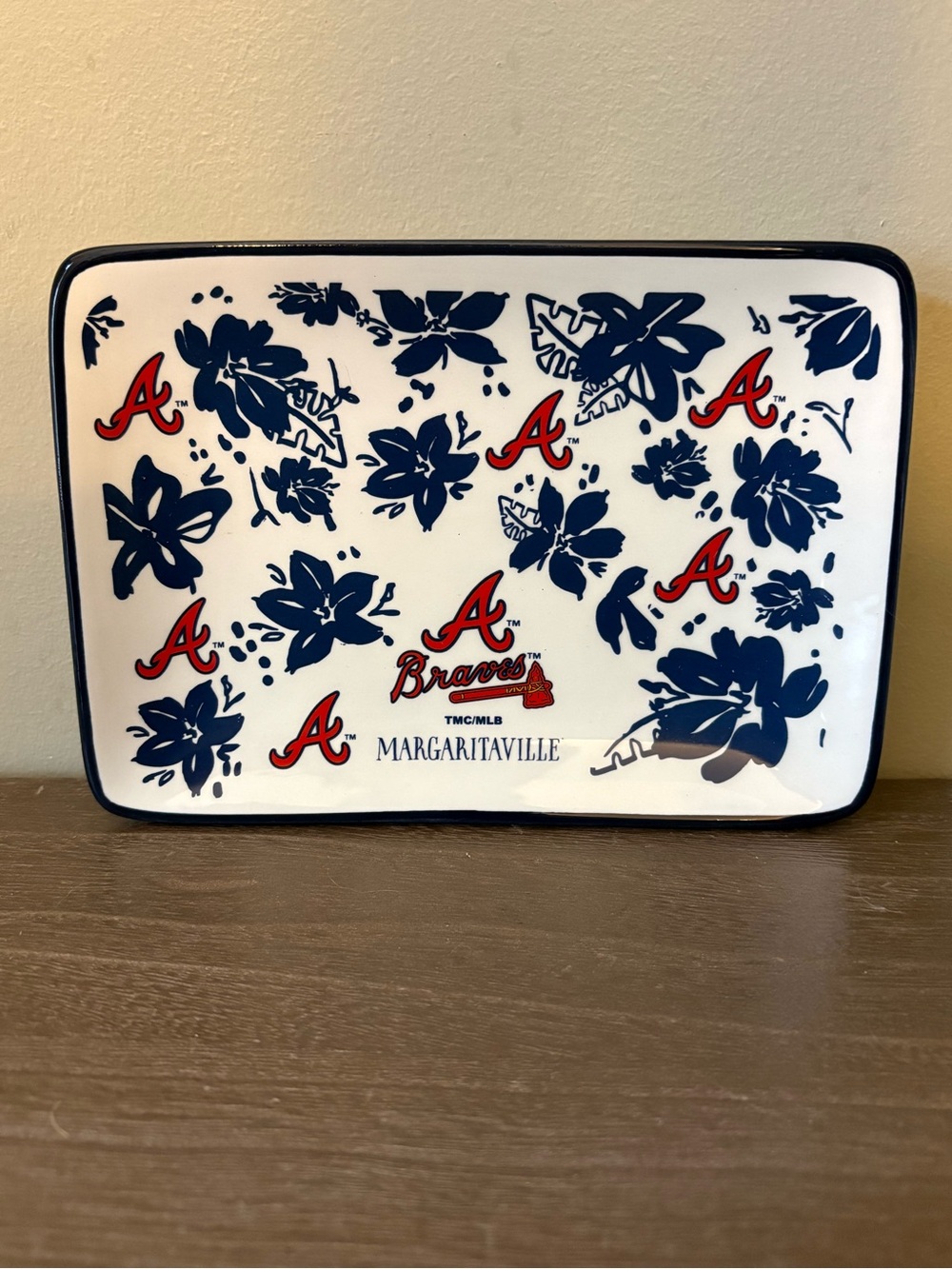 Atlanta Braves The Memory Co. Margaritaville Decorative Tray - Navy & Red Floral